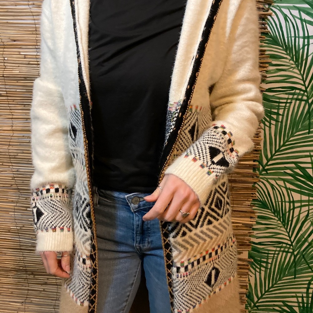 🧶 SO COZY! multicolor hooded duster sweater